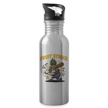 Ananas spielt Baseball für Ananasliebhaber - Trinkflasche mit integriertem Trinkhalm - Lightsilver - Rechts