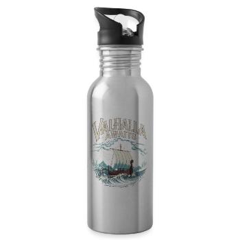 Valhalla Awaits für eine Wikinger Fan - Trinkflasche mit integriertem Trinkhalm - Lightsilver - Rechts