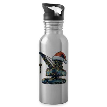 Kranführer HEO Heavy Equipment Weihnachtsmütze - Trinkflasche mit integriertem Trinkhalm - Lightsilver - Rechts