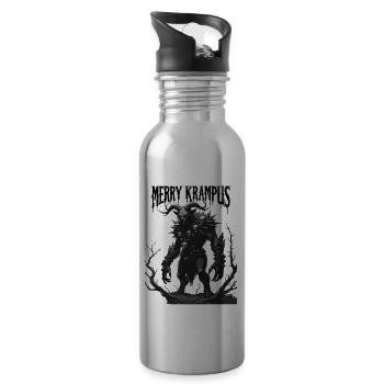 Krampus Knecht Ruprecht Perchten Nikolaus - Trinkflasche mit integriertem Trinkhalm - Lightsilver - Rechts