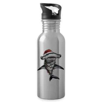 Hammerhai Weihnachtsmütze Xmas - Trinkflasche mit integriertem Trinkhalm - Lightsilver - Rechts