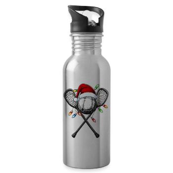 Lacrosse Lax Spieler Team Weihnachtsmütze Xmas - Trinkflasche mit integriertem Trinkhalm - Lightsilver - Rechts