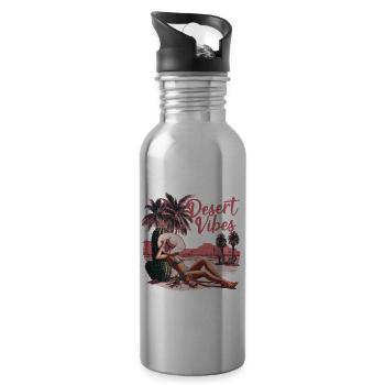 Sonnenuntergang Desert Vibes Urlaub Abenteuer - Trinkflasche mit integriertem Trinkhalm - Lightsilver - Rechts