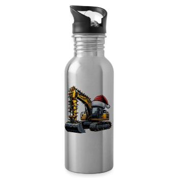Opérateur d’excavation en construction du chapeau de Noël HEO - Gourde avec paille intégrée - argent clair - Droite