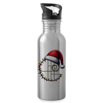 Fibonacci Golden Ratio Sacred Geometry - Water bottle with straw - silver - Right
