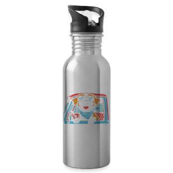 Mein Hund ist mein Co-Pilot - Trinkflasche mit integriertem Trinkhalm - Lightsilver - Rechts