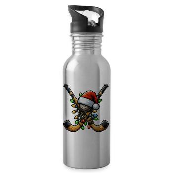 Feldhockeyspieler Team Weihnachtsmütze Xmas - Trinkflasche mit integriertem Trinkhalm - Lightsilver - Rechts