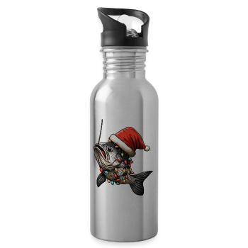 Drôle de poisson bouchées hameçon pêche chapeau de Noël - Gourde avec paille intégrée - argent clair - Droite