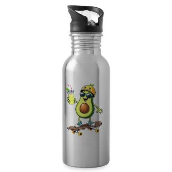 Lustige Avocado-Limonade für einen Avocado Fan - Trinkflasche mit integriertem Trinkhalm - Lightsilver - Rechts