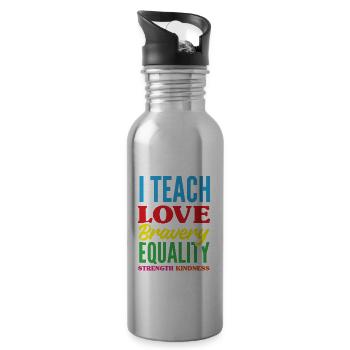 Lustiges Lehrer Lehrerinnen Geschenk - Trinkflasche mit integriertem Trinkhalm - Lightsilver - Rechts
