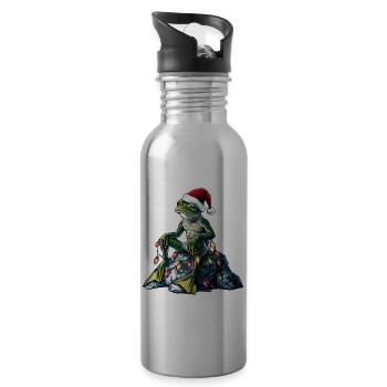 Frosch auf Felsen sitzend Cottagecore Goblincore - Trinkflasche mit integriertem Trinkhalm - Lightsilver - Rechts