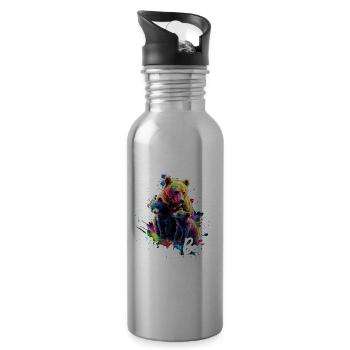 Florale Künstlerisch Mama Bear Bär Muttertag Mama - Trinkflasche mit integriertem Trinkhalm - Lightsilver - Rechts