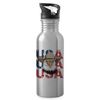 USA Flagge Adler für Patrioten - Trinkflasche mit integriertem Trinkhalm - Lightsilver - Rechts
