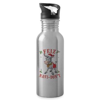 Weihnachten Lustiger Esel in festlichem Outfit - Trinkflasche mit integriertem Trinkhalm - Lightsilver - Rechts