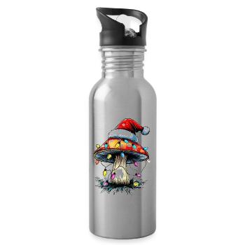 Champignon Cottagecore Esthétique Père Noël - Gourde avec paille intégrée - argent clair - Droite