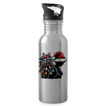 Chasseur de champignons Chasse aux champignons Chapeau de Père Noël - Gourde avec paille intégrée - argent clair - Droite