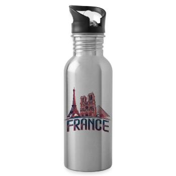 Frankreich Paris Eiffelturm Bonjour - Trinkflasche mit integriertem Trinkhalm - Lightsilver - Rechts
