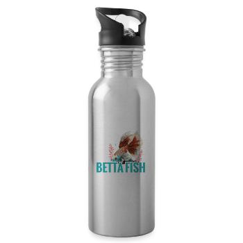 Ich Arbeite Hart, Damit Mein Betta-fisch Ein - Trinkflasche mit integriertem Trinkhalm - Lightsilver - Rechts