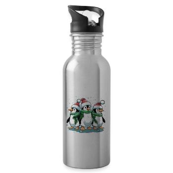 Niedlicher Weihnachtspinguin - Niedlicher Weihnachtspinguin - Trinkflasche mit integriertem Trinkhalm - Lightsilver - Rechts