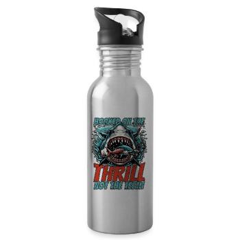 Shark Hunting Hooked On The Thrill Fossil Hunter - Water bottle with straw - silver - Right