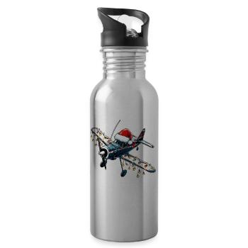 Avion RC modèle avion pilote chapeau de Noël Noël - Gourde avec paille intégrée - argent clair - Droite