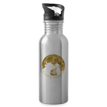 Tierliebe Nutztier Landwirtin Bäuerin Hofleben - Trinkflasche mit integriertem Trinkhalm - Lightsilver - Rechts