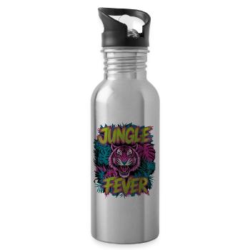 Jungle Fever Tiger für einen Tiger Liebhaber - Trinkflasche mit integriertem Trinkhalm - Lightsilver - Rechts