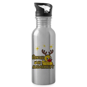 Christmas Rubber Duck Christmas Outfit Funny - Water bottle with straw - silver - Right