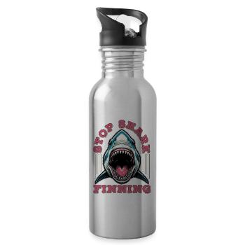 Passionné de requins Stop Shark Finning Biologie marine - Gourde avec paille intégrée - argent clair - Droite