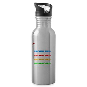 Christmas Bucket List Video Games Xmas Gamer - Water bottle with straw - silver - Right