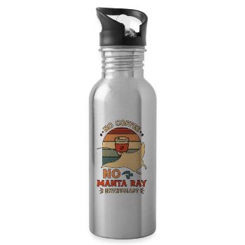 Manta Rays No Coffee No Marine Life Coffee Lover - Trinkflasche mit integriertem Trinkhalm - Lightsilver - Rechts