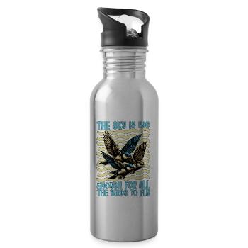 Bird Enthusiast The Sky Is Big Enough Ornithology - Water bottle with straw - silver - Right
