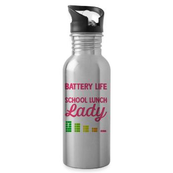 Cafeteria-Arbeiter Batterie Leben einer Schule Mit - Trinkflasche mit integriertem Trinkhalm - Lightsilver - Rechts