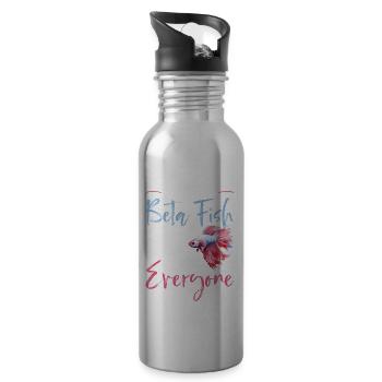 Ja, Ich Bin Wie Ein Kampffisch. Ja, Ich Bin Hübsch - Trinkflasche mit integriertem Trinkhalm - Lightsilver - Rechts
