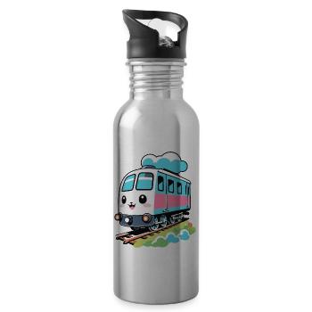 NIEDLICHER ZUG - Trinkflasche mit integriertem Trinkhalm - Lightsilver - Rechts