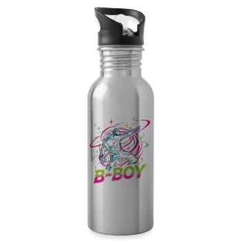 B-Boy Breakdance Breakdancer Urban Hip Hop - Water bottle with straw - silver - Right
