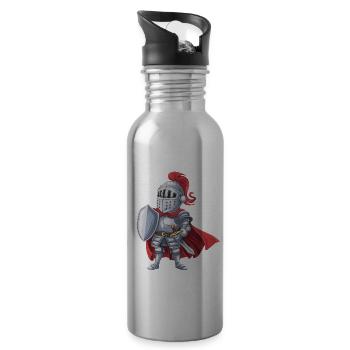 Freundlicher Ritter als Geburtstagsgeschenk Design - Trinkflasche mit integriertem Trinkhalm - Lightsilver - Rechts
