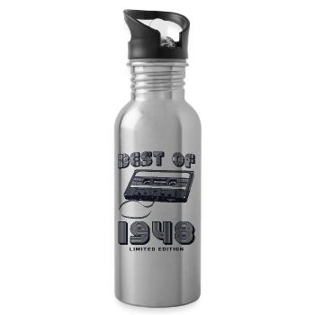 Das Beste aus 1948 Retro Vintage 77. Geburtstag Mixtape - Trinkflasche mit integriertem Trinkhalm - Lightsilver - Rechts