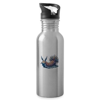 Ich Arbeite Hart, Damit Ich Mehr Nacktschnecken - Trinkflasche mit integriertem Trinkhalm - Lightsilver - Rechts