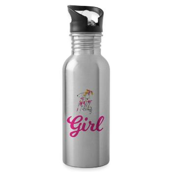 Dirt Bike Girl Biker Motorcycle Women Ride Like A G - Water bottle with straw - silver - Right