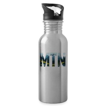 Mountains MTN – Nature & Mountain Landscape Outdoor - Water bottle with straw - silver - Right