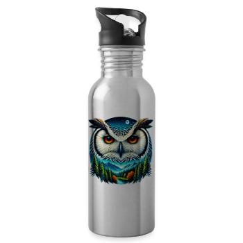 Eule - Trinkflasche mit integriertem Trinkhalm - Lightsilver - Rechts