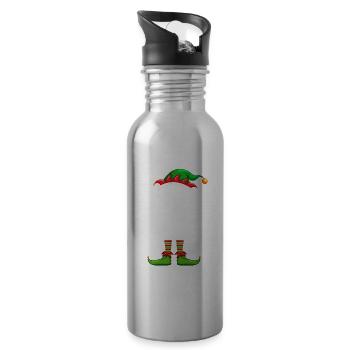 I'm The Clumsy Elf Shirt Matching Family Christmas - Water bottle with straw - silver - Right