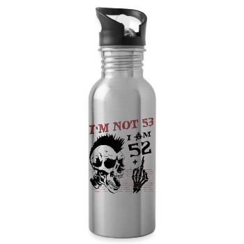 I Am 52 Plus Middle Finger - 53rd Birthday - Water bottle with straw - silver - Right