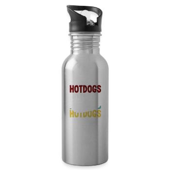 Hot Dogs Love for Hot Dog Fans - Water bottle with straw - silver - Right