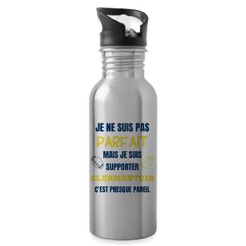 Supporter Clermontois Rugby - Gourde avec paille intégrée - argent clair - Droite