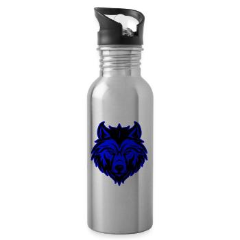 Portrait d’animal loup - Gourde avec paille intégrée - argent clair - Droite