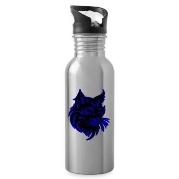 Cat Animal Portrait - Water bottle with straw - silver - Right