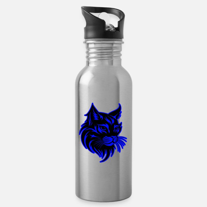 Katze Tier Porträt - Trinkflasche mit integriertem Trinkhalm - Lightsilver