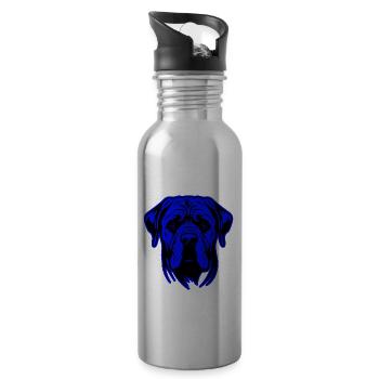 Mastiff Hund Tier Porträt - Trinkflasche mit integriertem Trinkhalm - Lightsilver - Rechts